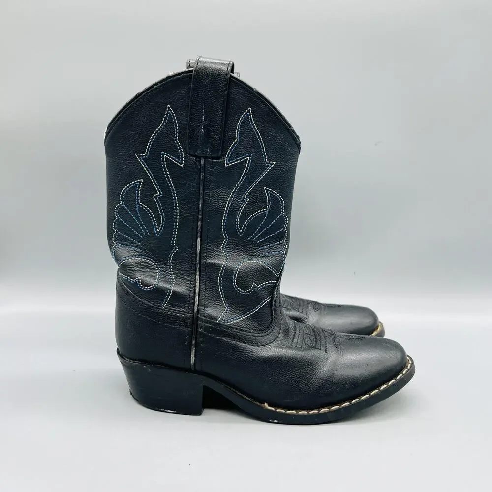 Masterson Boot Co. Boots Boys 12.5 Black Leather Western Cowboy Pull On Ranch